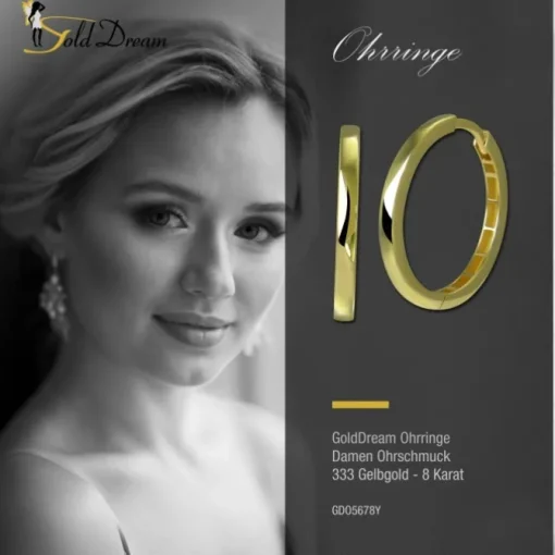 GoldDream Creole Simple 21mm Ohrring 333er Gelbgold Echtschmuck GDO5678Y