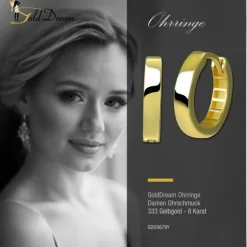 GoldDream Creole Simple 15mm Ohrring 333er Gelbgold Echtschmuck GDO5679Y