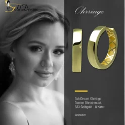GoldDream Creole Simple 19mm Ohrring 333er Gelbgold Echtschmuck GDO5680Y