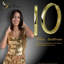 GoldDream Creole Simple 21mm Ohrring 333er Gelbgold Echtschmuck GDO5678Y