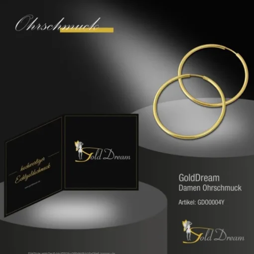 GoldDream Creole Simply 40mm Ohrring 333 Gelbgold Echtschmuck GDO0004Y
