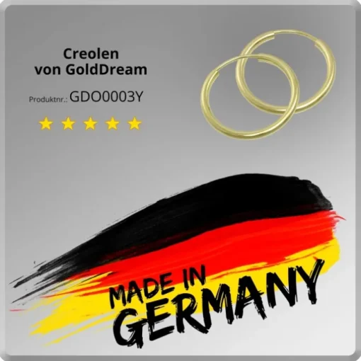 GoldDream Creole Simply 30mm Ohrring 333 Gelbgold Echtschmuck GDO0003Y