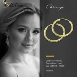 GoldDream Creole Simply 30mm Ohrring 333 Gelbgold Echtschmuck GDO0003Y