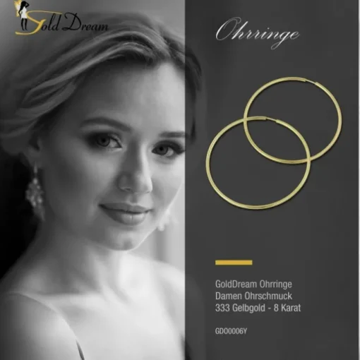 GoldDream Creole Simply 55mm Ohrring 333 Gelbgold Echtschmuck GDO0006Y