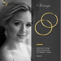 GoldDream Creole Simply 40mm Ohrring 333 Gelbgold Echtschmuck GDO0004Y