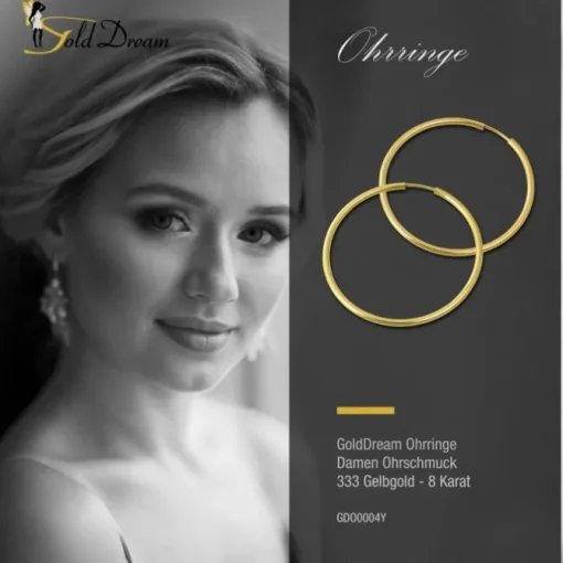 GoldDream Creole Simply 40mm Ohrring 333 Gelbgold Echtschmuck GDO0004Y