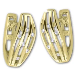 GoldDream Creole Stripes oval Zirkonia Ohrring 333 Gold Echtschmuck GDO5625Y