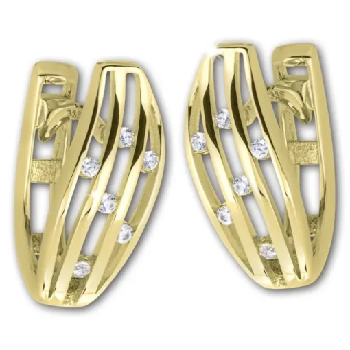 GoldDream Creole Stripes oval Zirkonia Ohrring 333 Gold Echtschmuck GDO5625Y