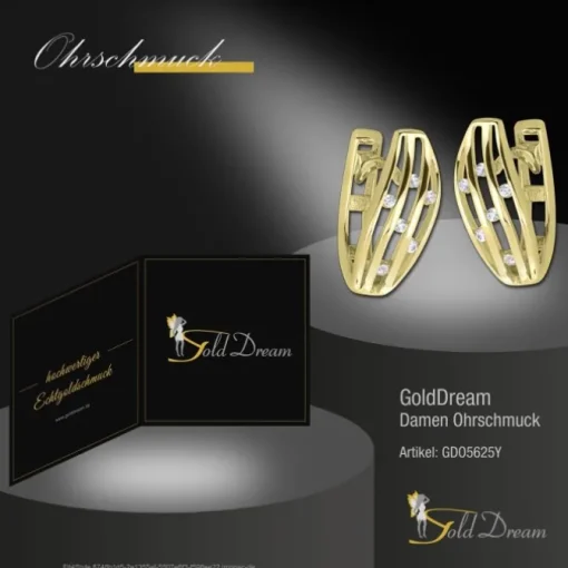 GoldDream Creole Stripes oval Zirkonia Ohrring 333 Gold Echtschmuck GDO5625Y