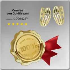 GoldDream Creole Stripes oval Zirkonia Ohrring 333 Gold Echtschmuck GDO5625Y