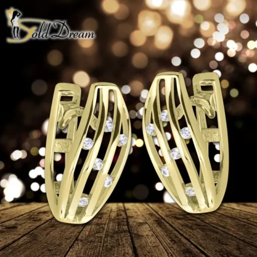 GoldDream Creole Stripes oval Zirkonia Ohrring 333 Gold Echtschmuck GDO5625Y