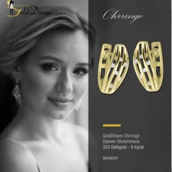 GoldDream Creole Stripes oval Zirkonia Ohrring 333 Gold Echtschmuck GDO5625Y