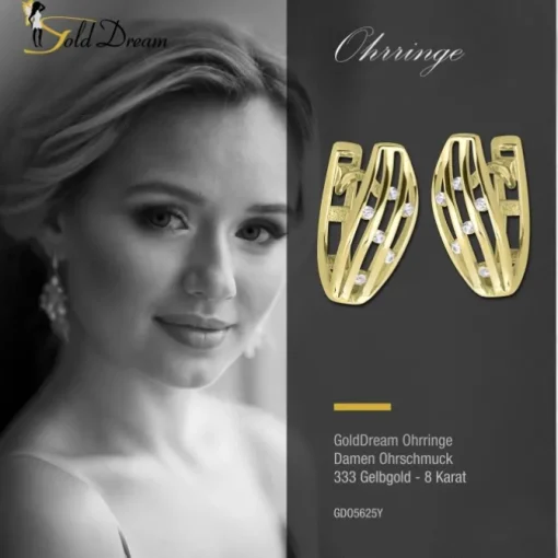 GoldDream Creole Stripes oval Zirkonia Ohrring 333 Gold Echtschmuck GDO5625Y