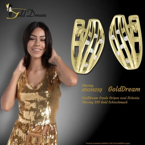 GoldDream Creole Stripes oval Zirkonia Ohrring 333 Gold Echtschmuck GDO5625Y