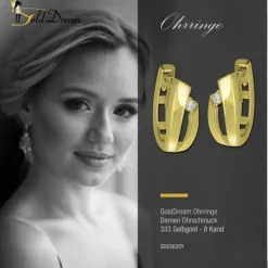 GoldDream Creole Swing oval Zirkonia Ohrring 333 Gold Echtschmuck GDO5620Y