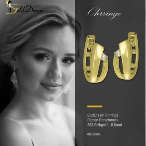 GoldDream Creole Swing oval Zirkonia Ohrring 333 Gold Echtschmuck GDO5620Y