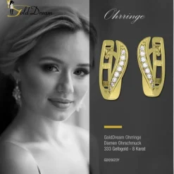 GoldDream Creole Turned oval Zirkonia Ohrring 333 Gold Echtschmuck GDO5623Y
