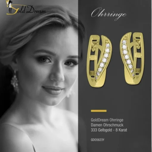 GoldDream Creole Turned oval Zirkonia Ohrring 333 Gold Echtschmuck GDO5623Y