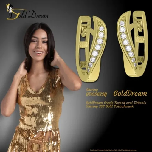 GoldDream Creole Turned oval Zirkonia Ohrring 333 Gold Echtschmuck GDO5623Y