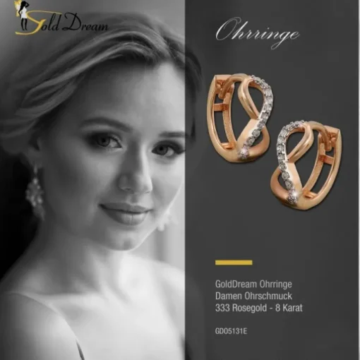 GoldDream Creole Unendlich Zirkonia Ohrring 333 Roségold Echtschmuck GDO5131E