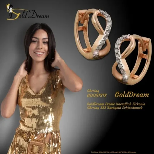 GoldDream Creole Unendlich Zirkonia Ohrring 333 Roségold Echtschmuck GDO5131E