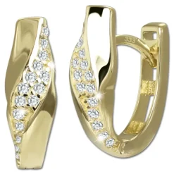 GoldDream Creole Wave oval Zirkonia Ohrring 333er Gold Echtschmuck GDO5707Y