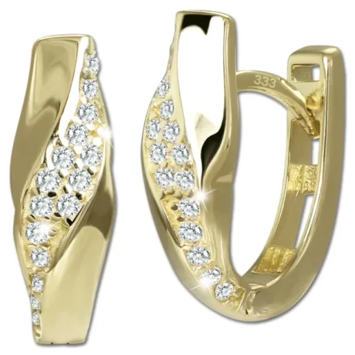 GoldDream Creole Wave oval Zirkonia Ohrring 333er Gold Echtschmuck GDO5707Y
