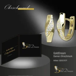 GoldDream Creole Wave oval Zirkonia Ohrring 333er Gold Echtschmuck GDO5707Y