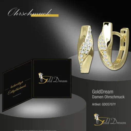GoldDream Creole Wave oval Zirkonia Ohrring 333er Gold Echtschmuck GDO5707Y