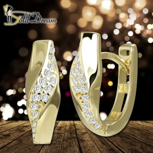 GoldDream Creole Wave oval Zirkonia Ohrring 333er Gold Echtschmuck GDO5707Y