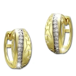GoldDream Creole Welle Zirkonia weiß Ohrring 333 Gelbgold Echtschmuck GDO527WY