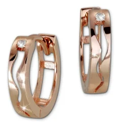 GoldDream Creole Welle Zirkonia Ohrring 333er Rosegold Echtschmuck GDO5061E