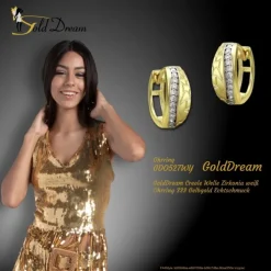 GoldDream Creole Welle Zirkonia weiß Ohrring 333 Gelbgold Echtschmuck GDO527WY