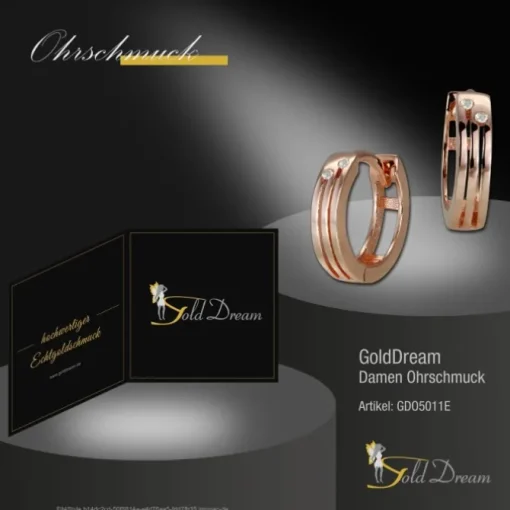 GoldDream Creole Zirkonia weiß Ohrring 333er Rosegold Echtschmuck GDO5011E