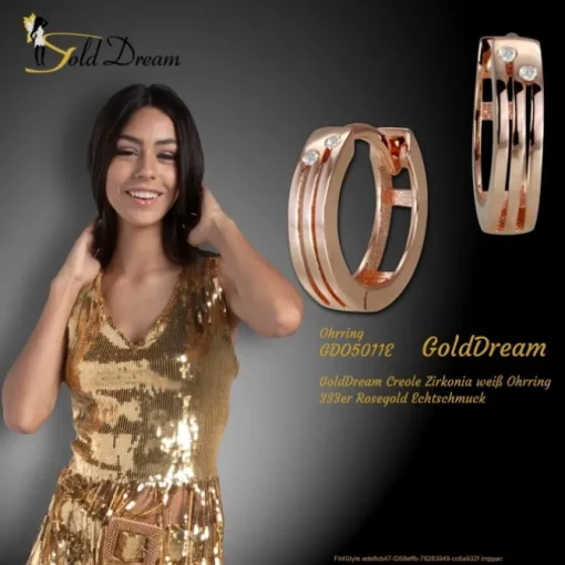 GoldDream Creole Zirkonia weiß Ohrring 333er Rosegold Echtschmuck GDO5011E