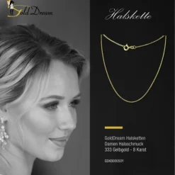 GoldDream Damen Colliers Halskette 50cm Gelbgold 8 Karat GDKB00050Y