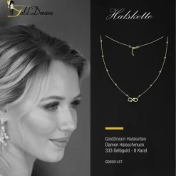 GoldDream Damen Colliers Halskette Unendlich 44-46cm Gelbgold 8 Karat GDK50145T