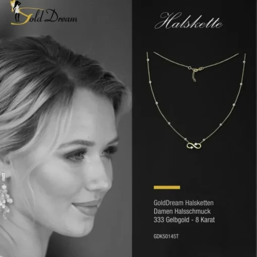 GoldDream Damen Colliers Halskette Unendlich 44-46cm Gelbgold 8 Karat GDK50145T