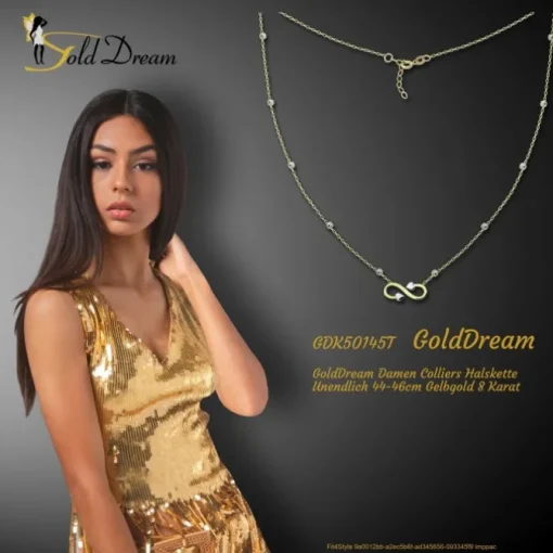 GoldDream Damen Colliers Halskette Unendlich 44-46cm Gelbgold 8 Karat GDK50145T