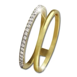 GoldDream Gold Doppel Ring Zirkonia weiß Gr.60 333er Gelbgold GDR505Y60