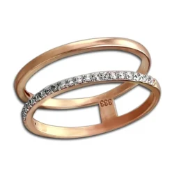 GoldDream Gold Doppel Ring Zirkonia weiß Gr.58 333er Rosegold GDR505E58