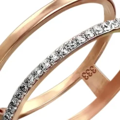 GoldDream Gold Doppel Ring Zirkonia weiß Gr.60 333er Rosegold GDR505E60