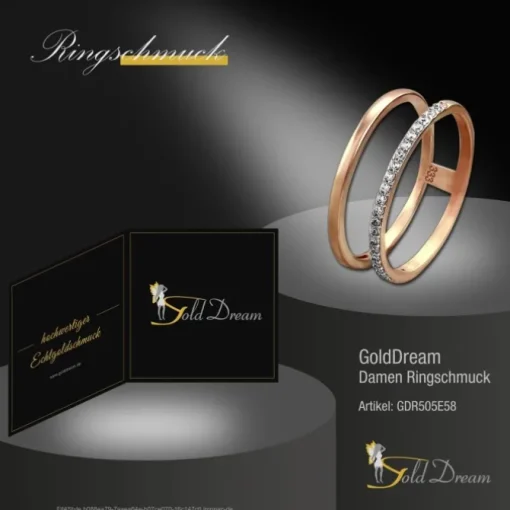 GoldDream Gold Doppel Ring Zirkonia weiß Gr.58 333er Rosegold GDR505E58