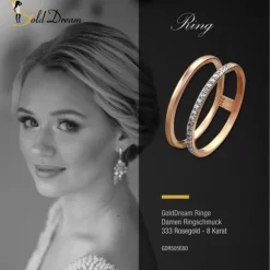 GoldDream Gold Doppel Ring Zirkonia weiß Gr.60 333er Rosegold GDR505E60
