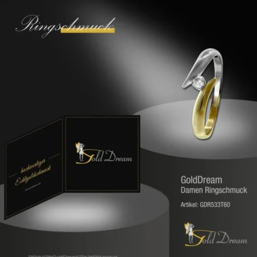 GoldDream Gold Ring Bicolor Zirkonia weiß Gr.60 333er Gelbgold GDR533T60