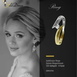 GoldDream Gold Ring Bicolor Zirkonia weiß Gr.60 333er Gelbgold GDR533T60