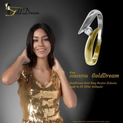 GoldDream Gold Ring Bicolor Zirkonia weiß Gr.56 333er Gelbgold GDR533T56