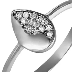 GoldDream Gold Ring Blatt Zirkonia weiß Gr.60 333er Weißgold GDR506J60