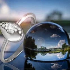 GoldDream Gold Ring Blatt Zirkonia weiß Gr.54 333er Weißgold GDR506J54