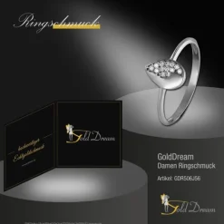 GoldDream Gold Ring Blatt Zirkonia weiß Gr.56 333er Weißgold GDR506J56